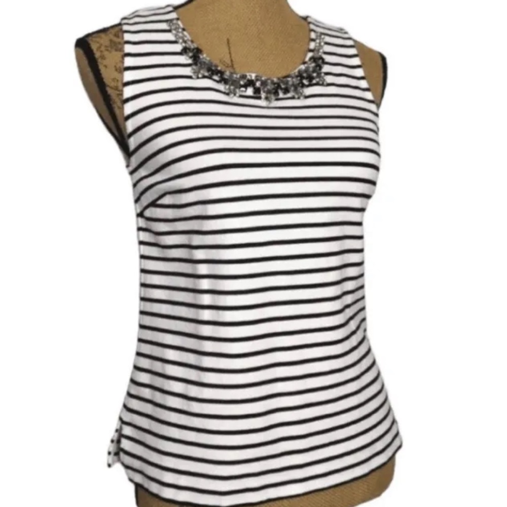 📣 Moving Sale! J.Crew Jeweled Stripe Sleeveless Top Medium
